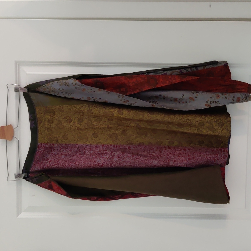 EUC Recycled Sari Silk Wrap Skirt Sz Lg - XL